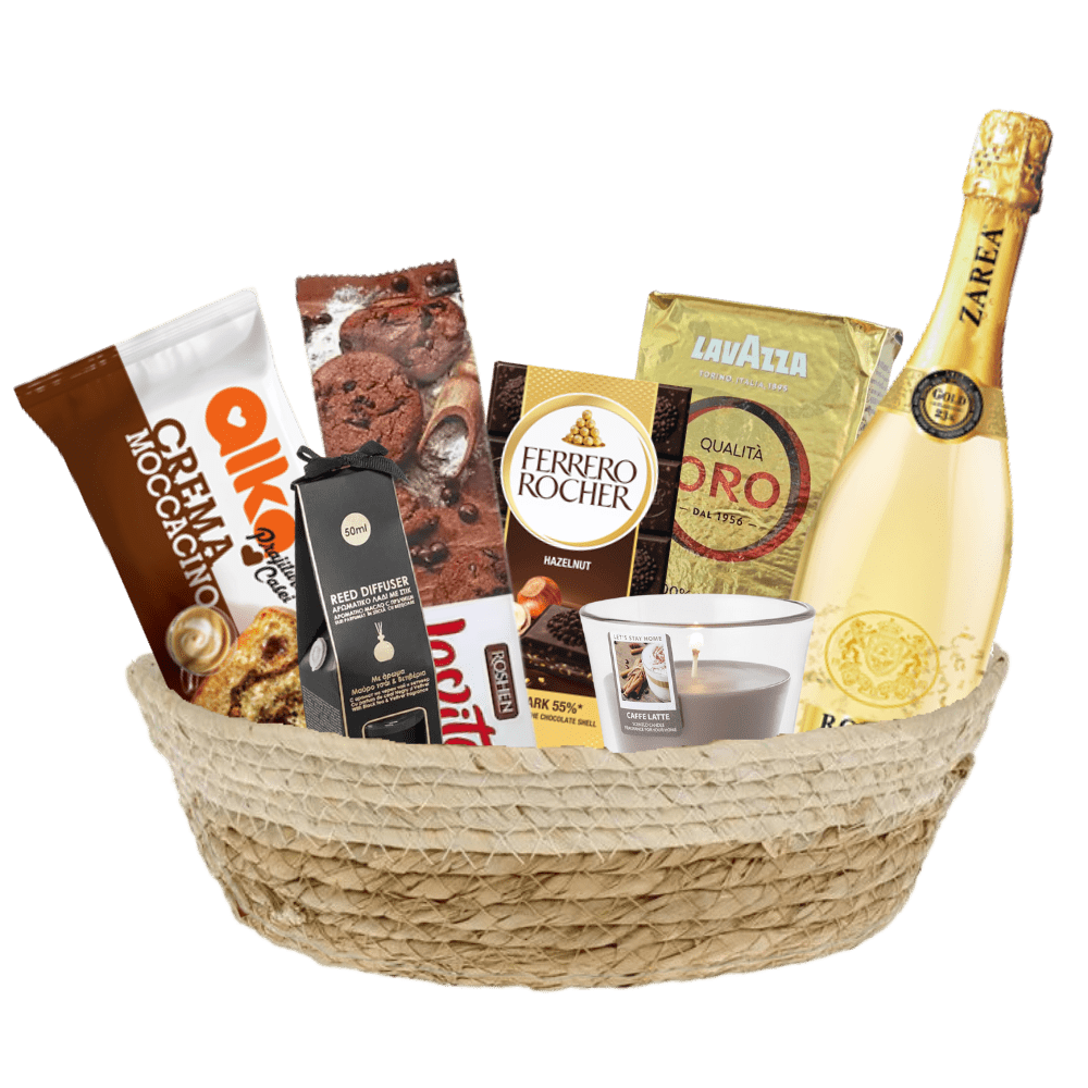 Cos cadou auriu cu produse rafinate premium - LavAzza ORO, ZAREA ROYAL GOLD, Ferrero Rocher