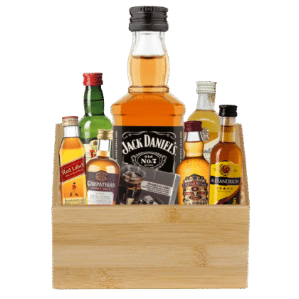Pachet Premium Băuturi Spirtoase în Cutie Bambus - 7 Băuturi Selecte