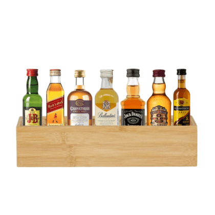 Set Cadou cu 7 mini bauturi în Cutie de Bambus