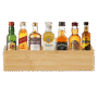 Set cadou whisky miniaturi cu 7 băuturi în cutie bambus
