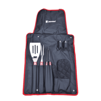 Set ustensile grătar Bergner din 7 piese inox cu mănușă termorezistentă