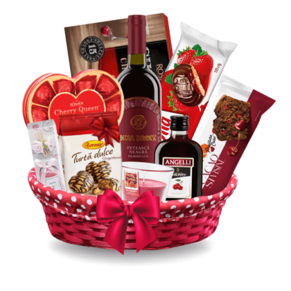 Cos cadou premium cu delicii și accesorii - 9 produse în cos bambus natural