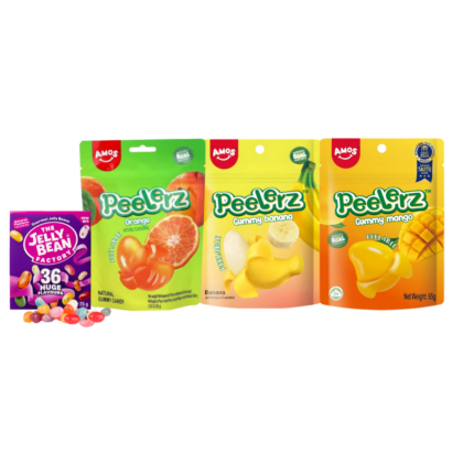 cadou dulce copii jeleuri mango banane portocale amos si jelly beans