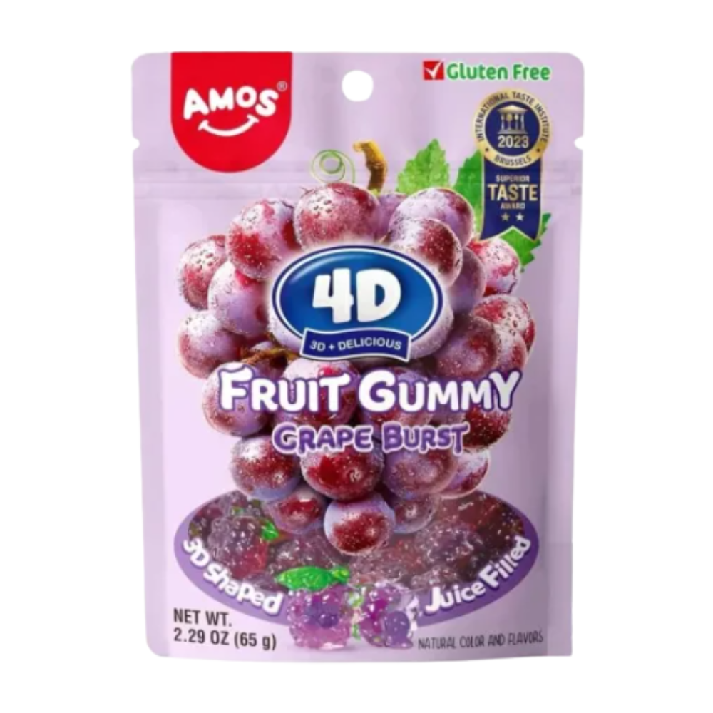 jeleuri struguri copii Amos 4D gummy grape 65g